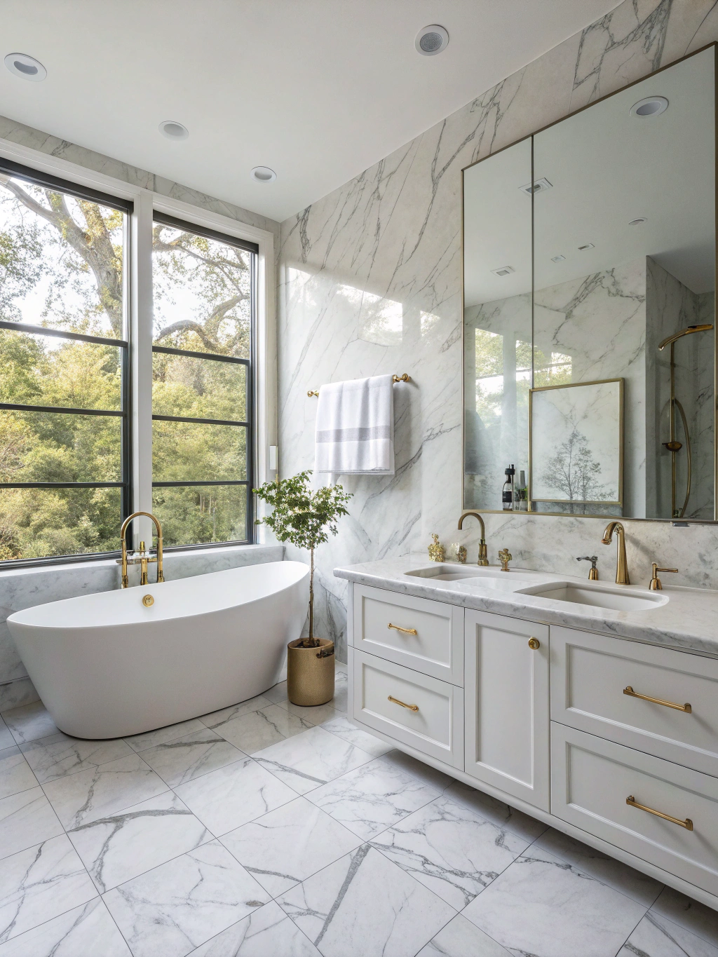 Spa-like bathroom with premium stone